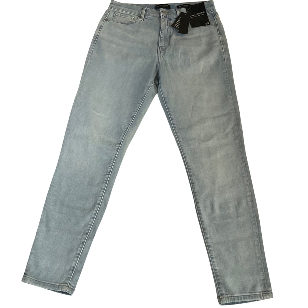Banana Republic Skinny Jeans Womens 29 Light Blue High Rise Ankle Premium Denim